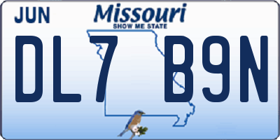 MO license plate DL7B9N