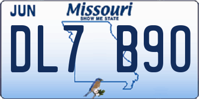 MO license plate DL7B9O