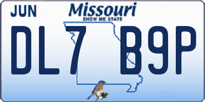 MO license plate DL7B9P