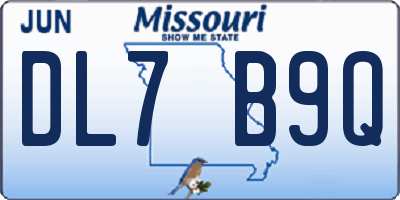 MO license plate DL7B9Q