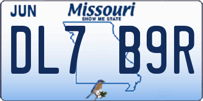 MO license plate DL7B9R