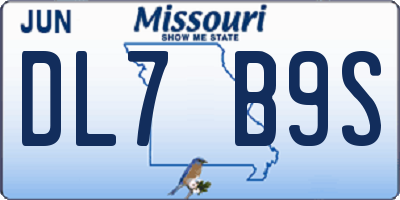 MO license plate DL7B9S