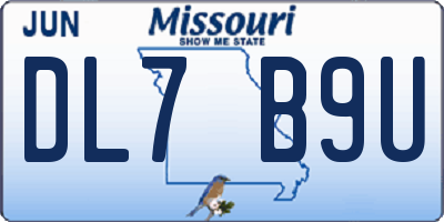 MO license plate DL7B9U