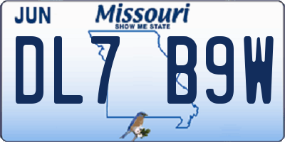 MO license plate DL7B9W