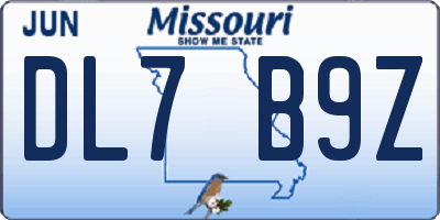 MO license plate DL7B9Z