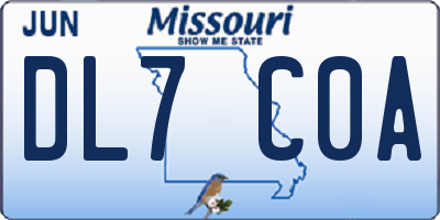 MO license plate DL7C0A