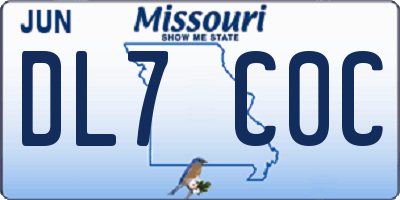 MO license plate DL7C0C