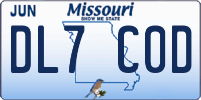 MO license plate DL7C0D