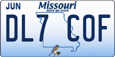 MO license plate DL7C0F