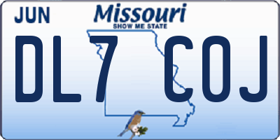 MO license plate DL7C0J