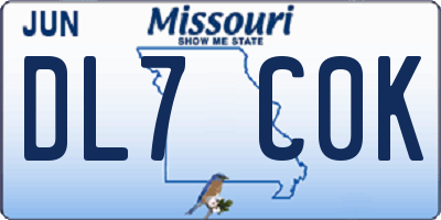 MO license plate DL7C0K