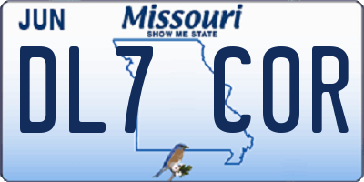 MO license plate DL7C0R