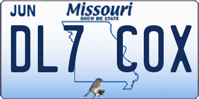 MO license plate DL7C0X