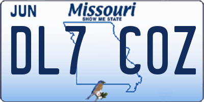 MO license plate DL7C0Z