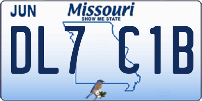 MO license plate DL7C1B