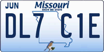 MO license plate DL7C1E