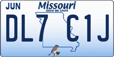 MO license plate DL7C1J