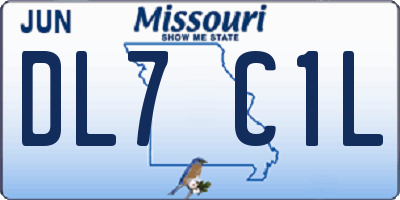 MO license plate DL7C1L