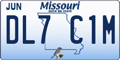 MO license plate DL7C1M