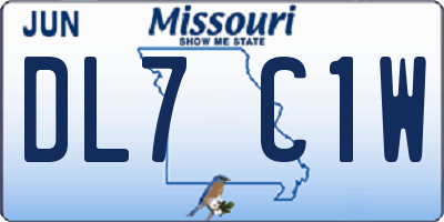 MO license plate DL7C1W