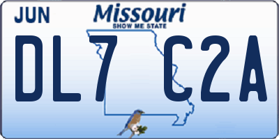 MO license plate DL7C2A
