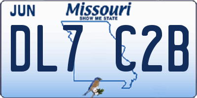 MO license plate DL7C2B