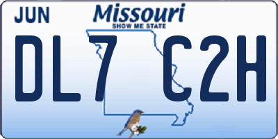 MO license plate DL7C2H