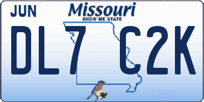 MO license plate DL7C2K