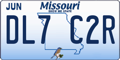 MO license plate DL7C2R