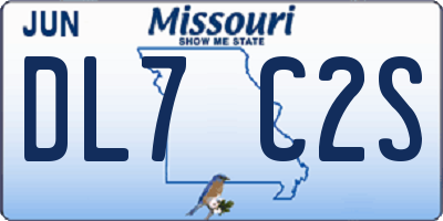 MO license plate DL7C2S