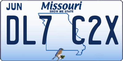 MO license plate DL7C2X
