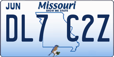 MO license plate DL7C2Z