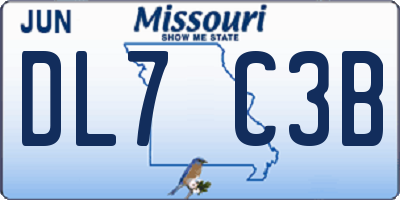 MO license plate DL7C3B
