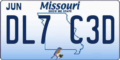 MO license plate DL7C3D