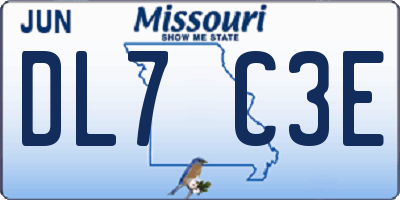 MO license plate DL7C3E