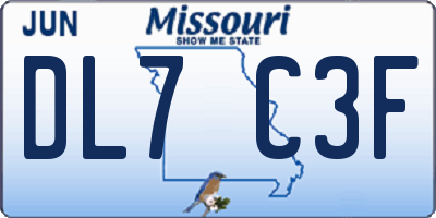 MO license plate DL7C3F
