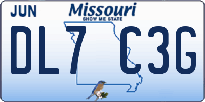 MO license plate DL7C3G