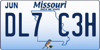 MO license plate DL7C3H