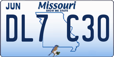 MO license plate DL7C3O