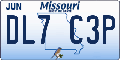 MO license plate DL7C3P