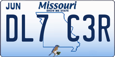 MO license plate DL7C3R