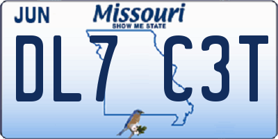 MO license plate DL7C3T