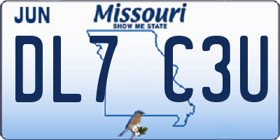 MO license plate DL7C3U