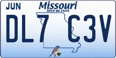 MO license plate DL7C3V