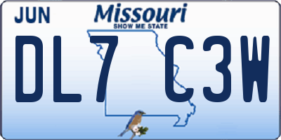 MO license plate DL7C3W