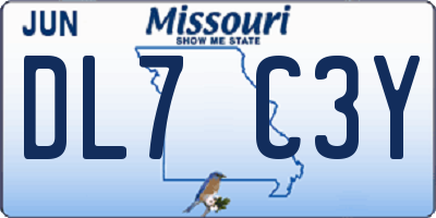 MO license plate DL7C3Y