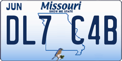 MO license plate DL7C4B