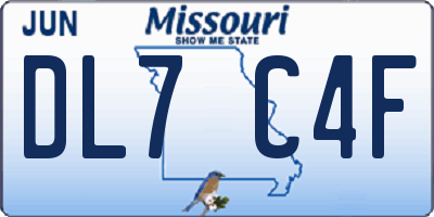 MO license plate DL7C4F