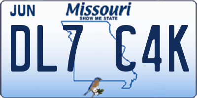 MO license plate DL7C4K