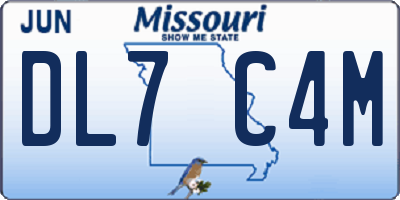 MO license plate DL7C4M